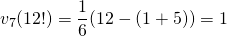 v_7(12!)=\dfrac{1}{6}(12-(1+5))=1