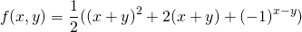 \[f(x,y)=\dfrac{1}{2}((x+y)^2+2(x+y)+(-1)^{x-y})\]